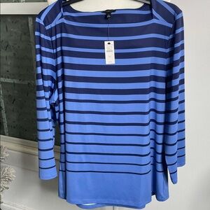 21. NWT Talbots Striped Two Tone Blue Top